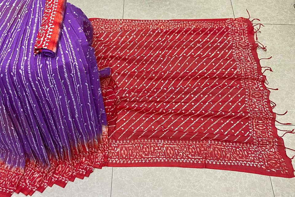 Vegetable Dye Batik Saree with Blouse Piece